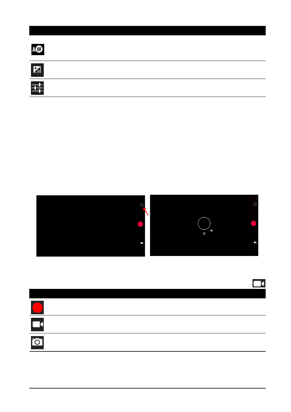 Using the webcam to record a video, Taking a photo, Camcorder icons and indicators | Camera options | Acer TA272HUL User Manual | Page 25 / 33