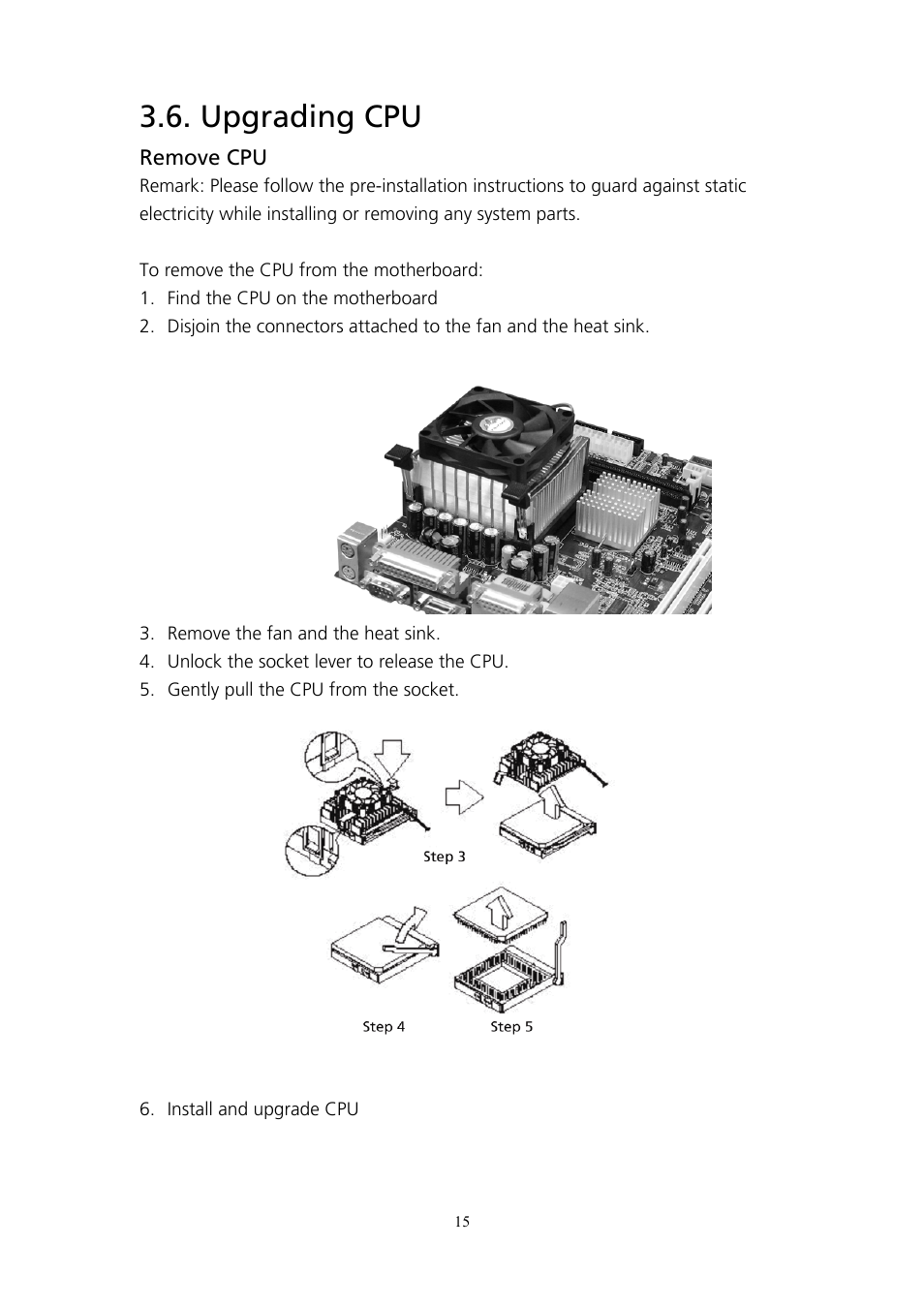 Upgrading cpu, Remove cpu | Acer AcerPower SP User Manual | Page 16 / 21