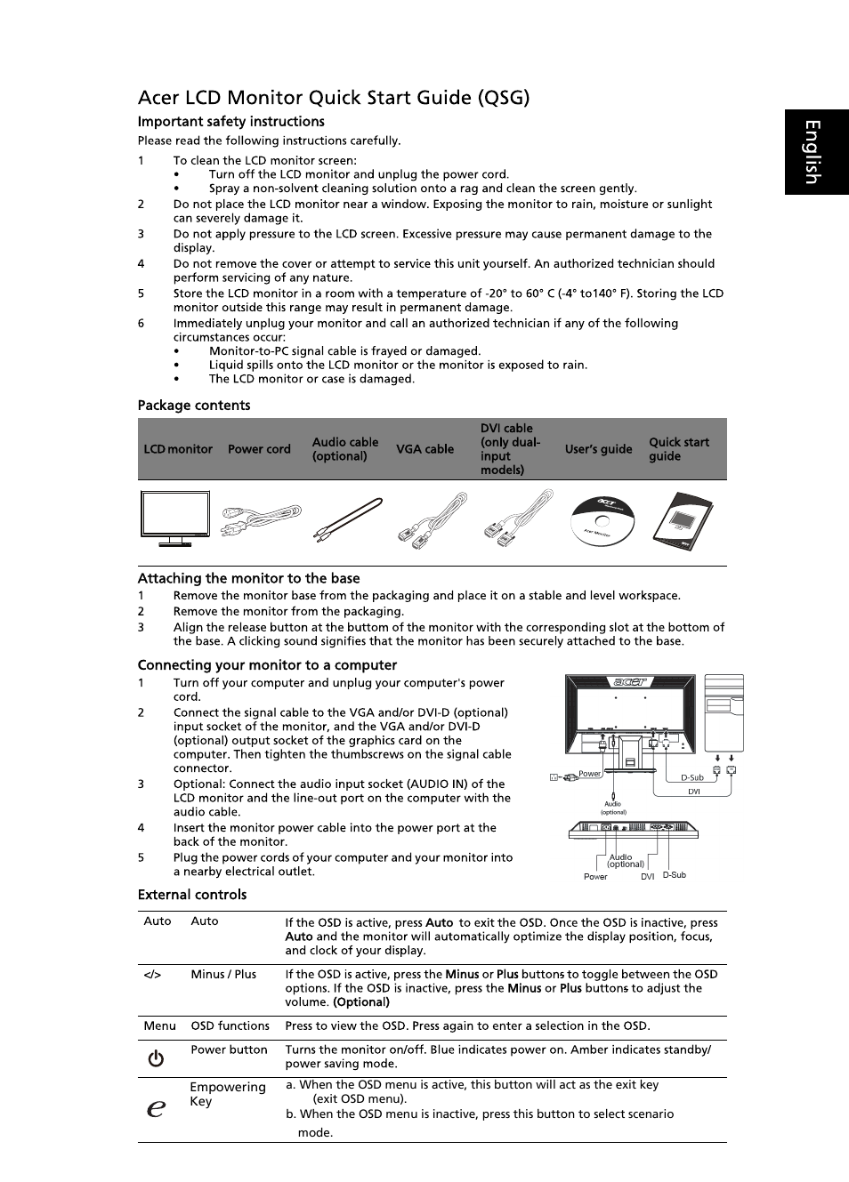Acer V183HL User Manual | 2 pages