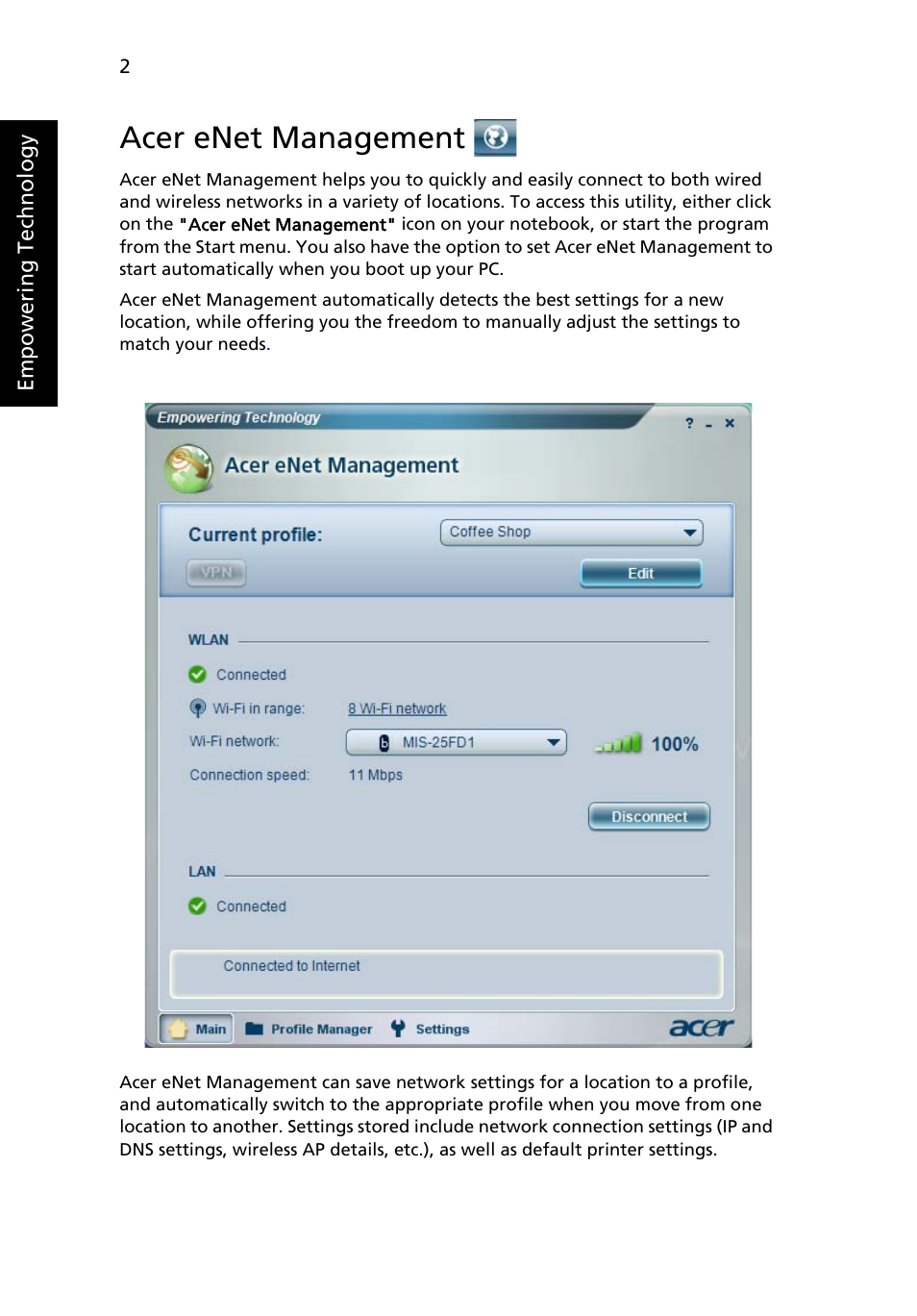 Acer enet management | Acer Aspire 9510 User Manual | Page 18 / 123