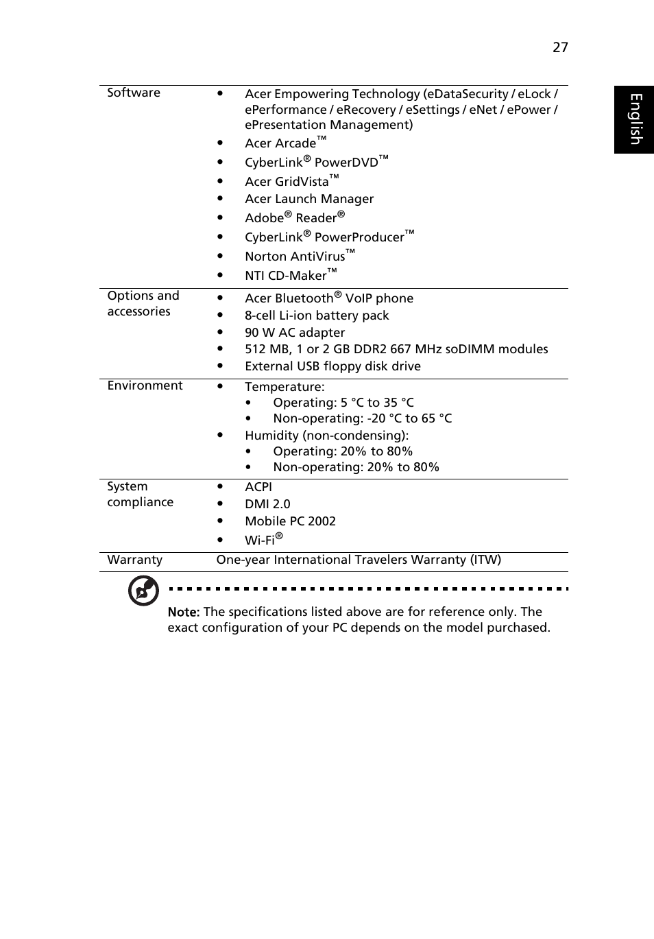 Eng lis h | Acer Aspire 9510 User Manual | Page 43 / 123