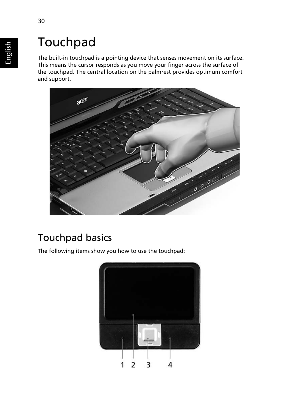 Touchpad, Touchpad basics | Acer Aspire 9510 User Manual | Page 46 / 123