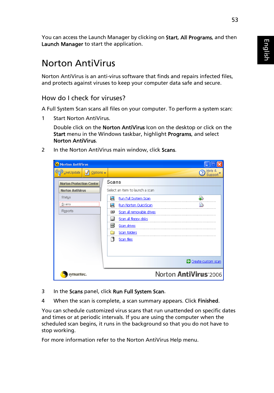 Norton antivirus | Acer Aspire 9510 User Manual | Page 69 / 123