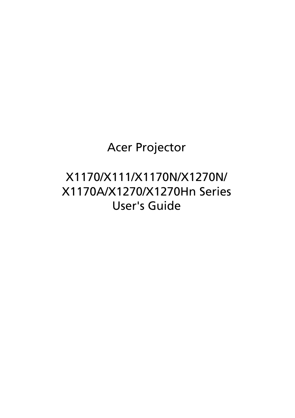 Acer X1270 User Manual | 66 pages