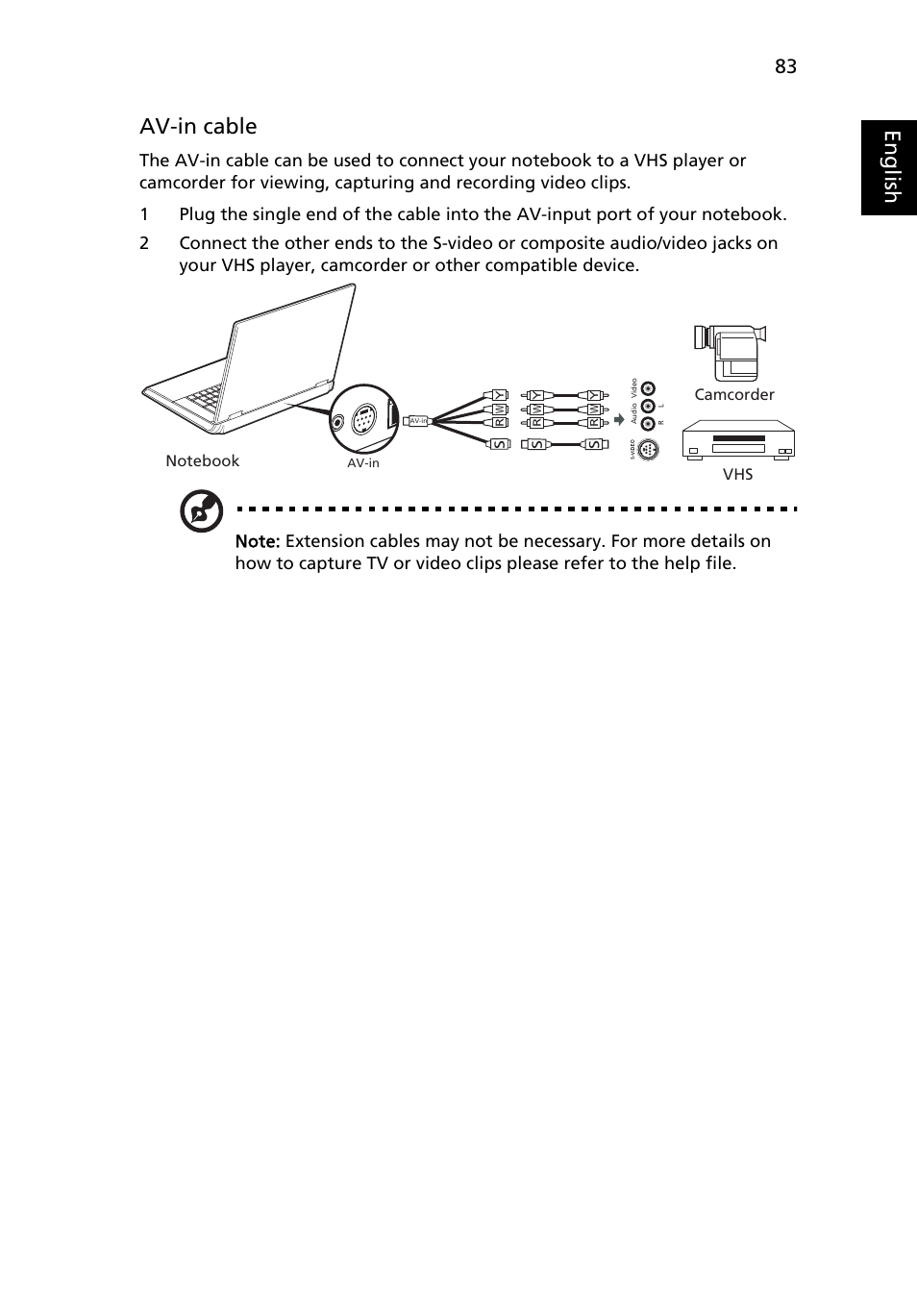 Eng lis h av-in cable | Acer Aspire 9120 User Manual | Page 101 / 121