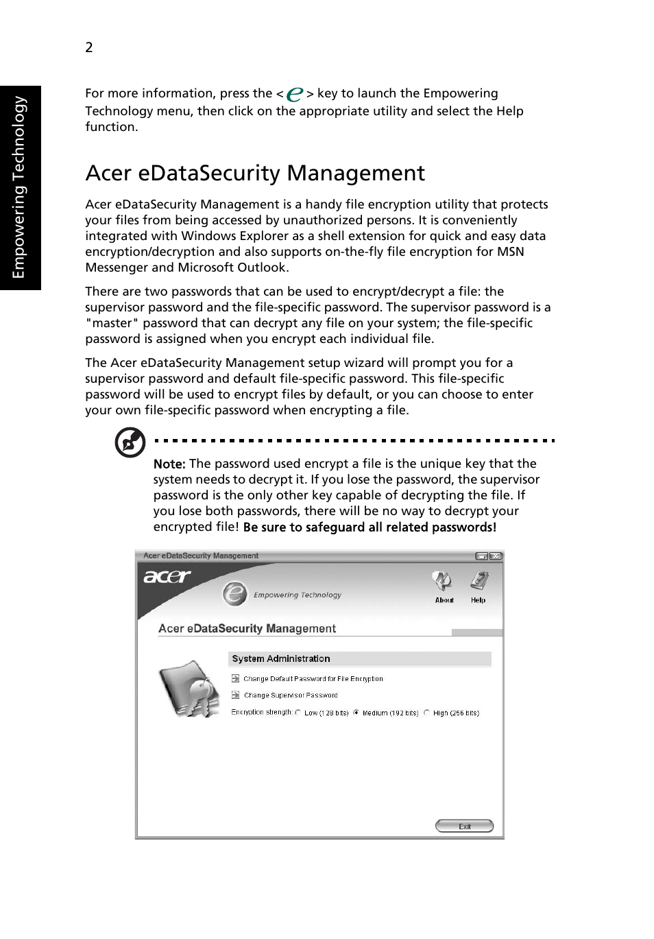 Acer edatasecurity management | Acer Aspire 5620 User Manual | Page 14 / 107