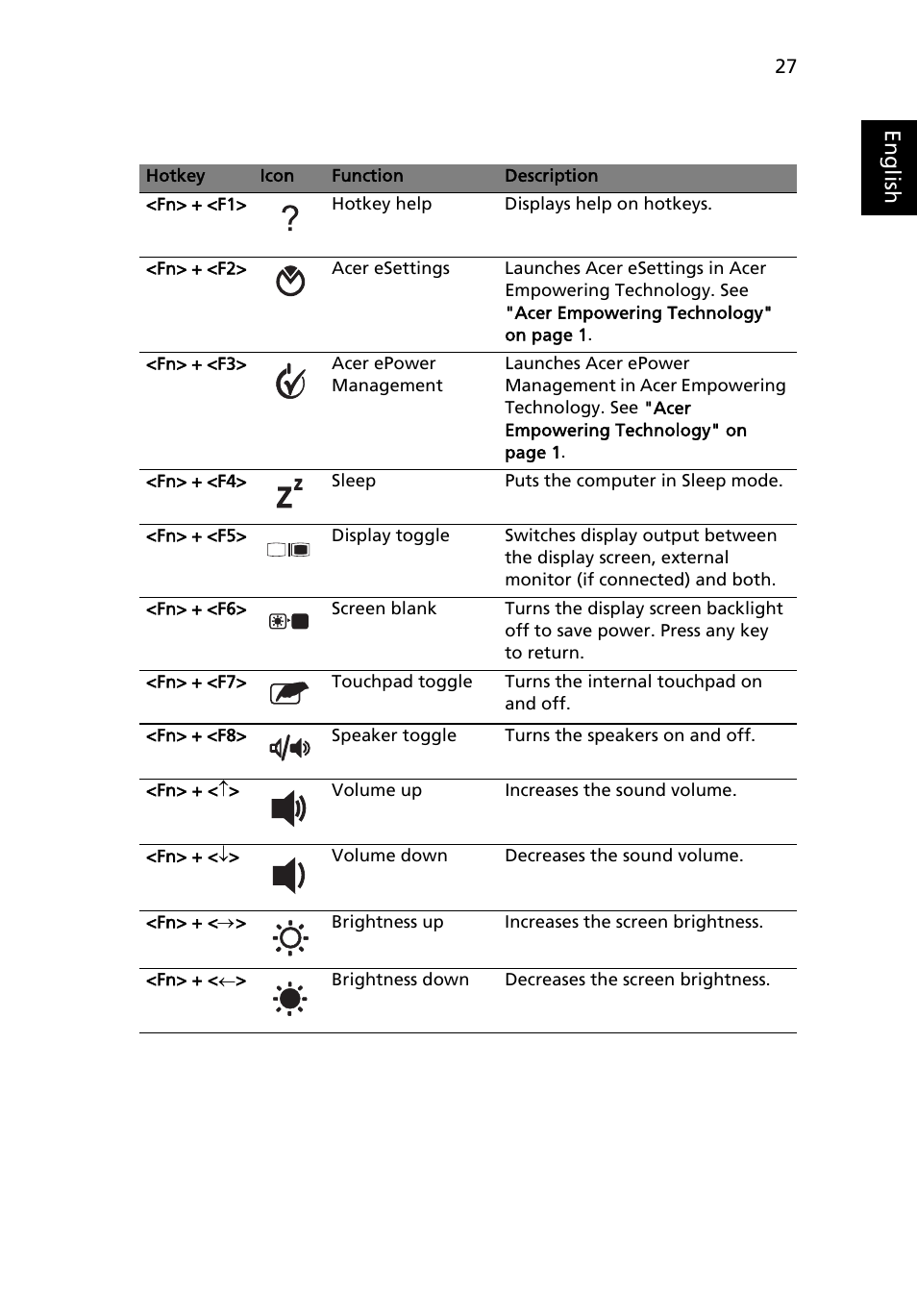 Eng lis h | Acer Aspire 5620 User Manual | Page 39 / 107