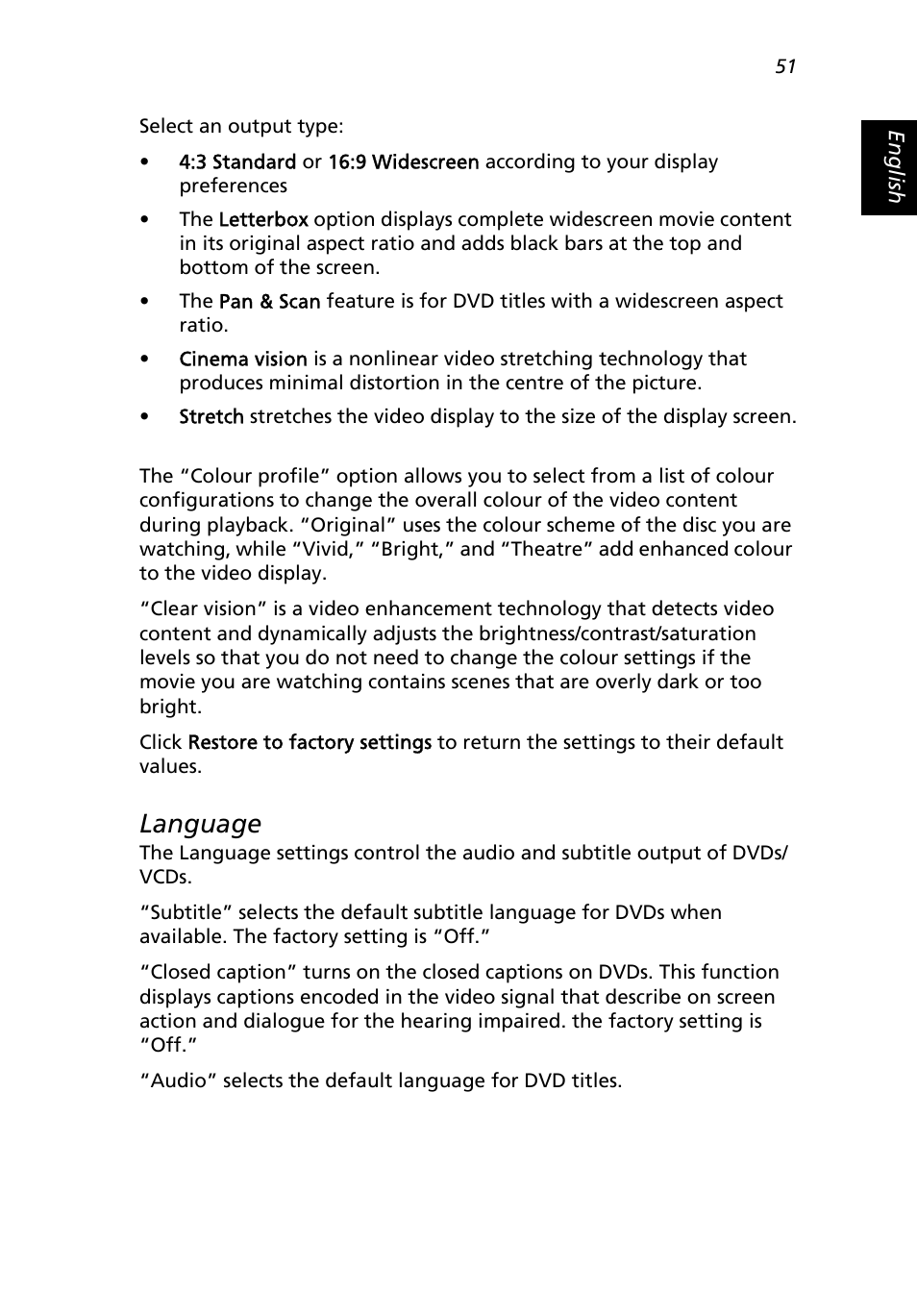 Language | Acer Extensa 3000 User Manual | Page 59 / 100