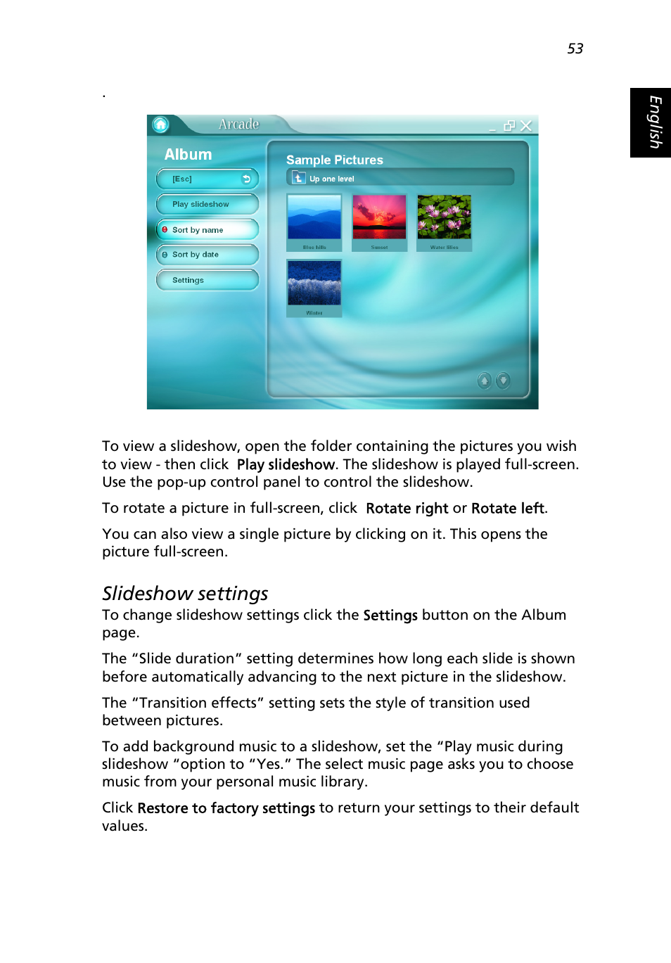 Slideshow settings | Acer Extensa 3000 User Manual | Page 61 / 100