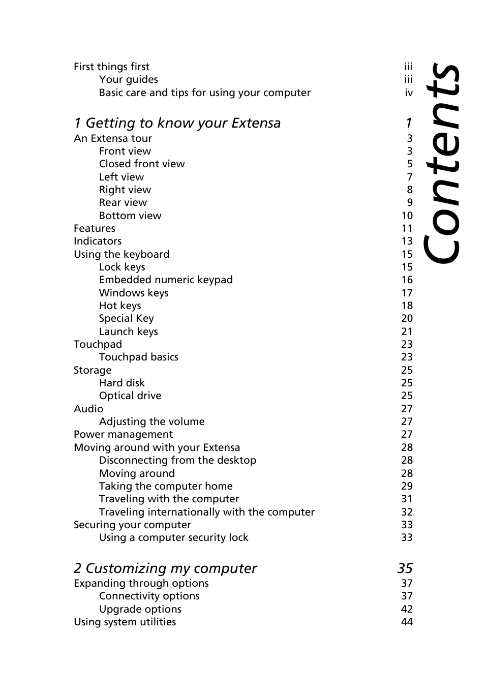 Acer Extensa 3000 User Manual | Page 7 / 100