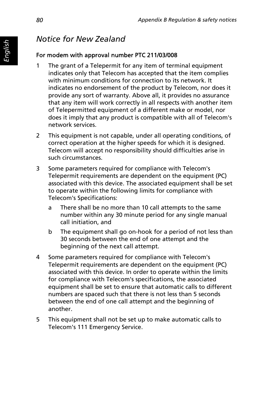 Notice for new zealand | Acer Extensa 3000 User Manual | Page 88 / 100