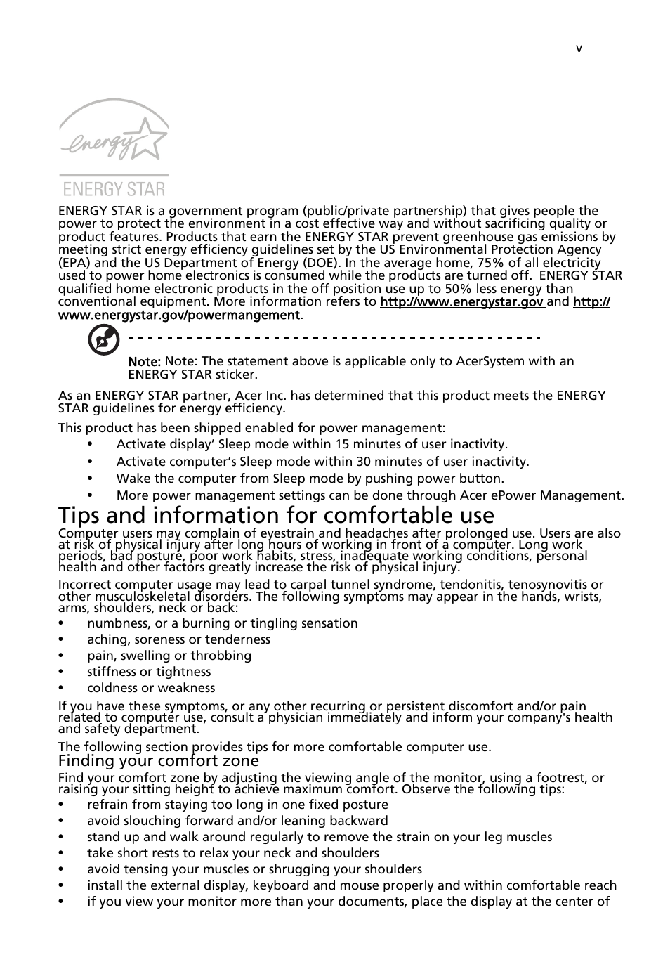 Tips and information for comfortable use | Acer Aspire L3600 User Manual | Page 5 / 17