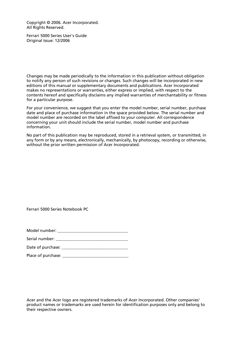 Acer Ferrari 5000 User Manual | Page 2 / 118