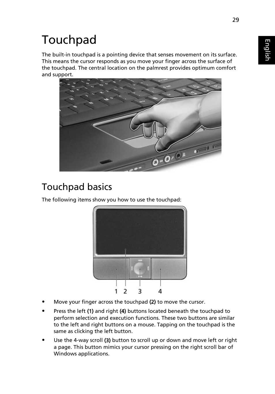Touchpad, Touchpad basics | Acer Ferrari 5000 User Manual | Page 49 / 118