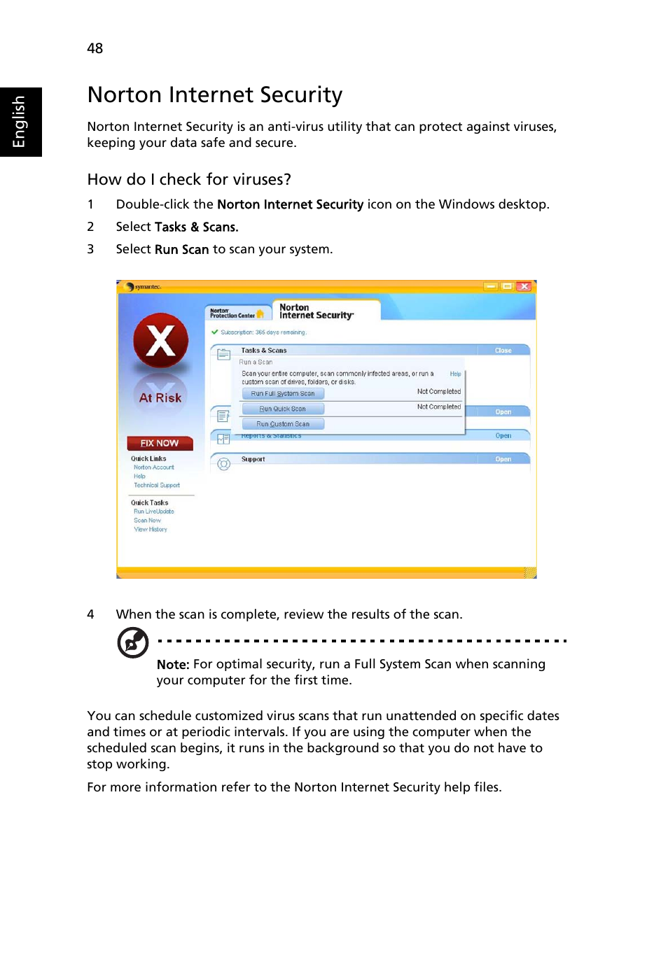 Norton internet security | Acer Ferrari 5000 User Manual | Page 68 / 118