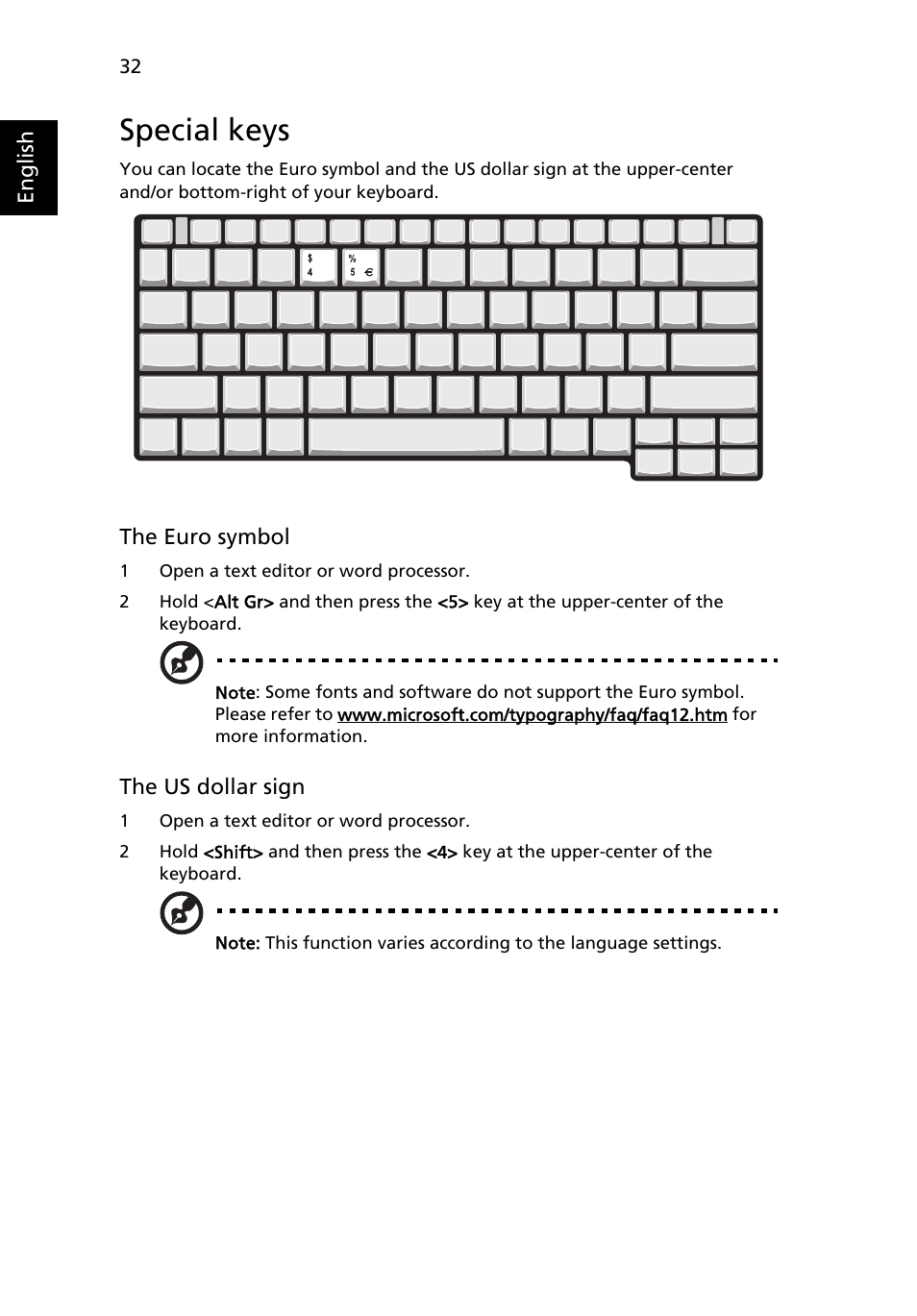 Special keys | Acer TravelMate 6231 User Manual | Page 48 / 94