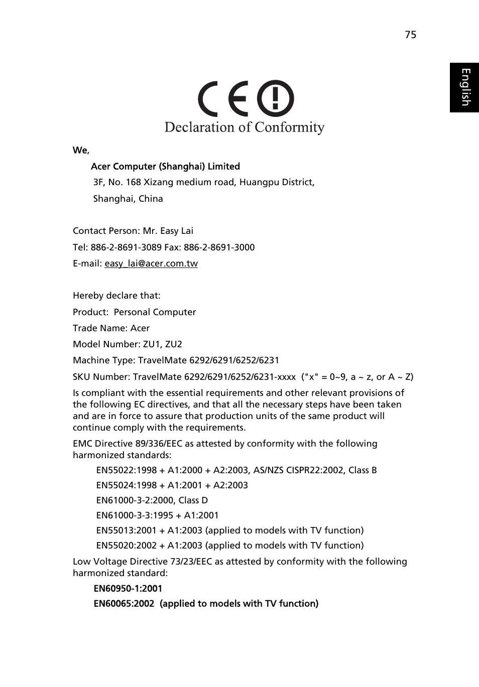 Acer TravelMate 6231 User Manual | Page 91 / 94