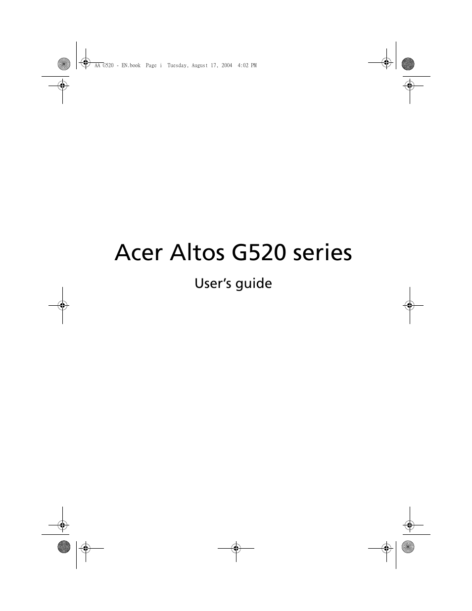 Acer Altos G520 User Manual | 186 pages