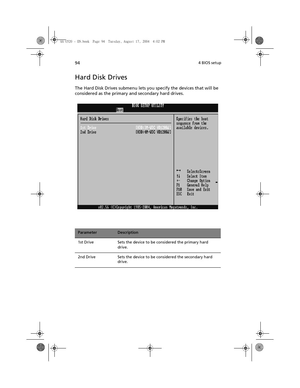 Hard disk drives | Acer Altos G520 User Manual | Page 104 / 186