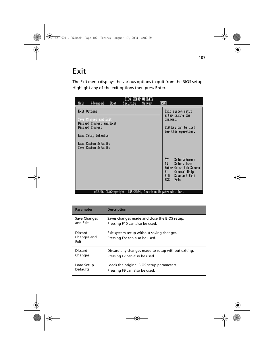 Exit | Acer Altos G520 User Manual | Page 117 / 186