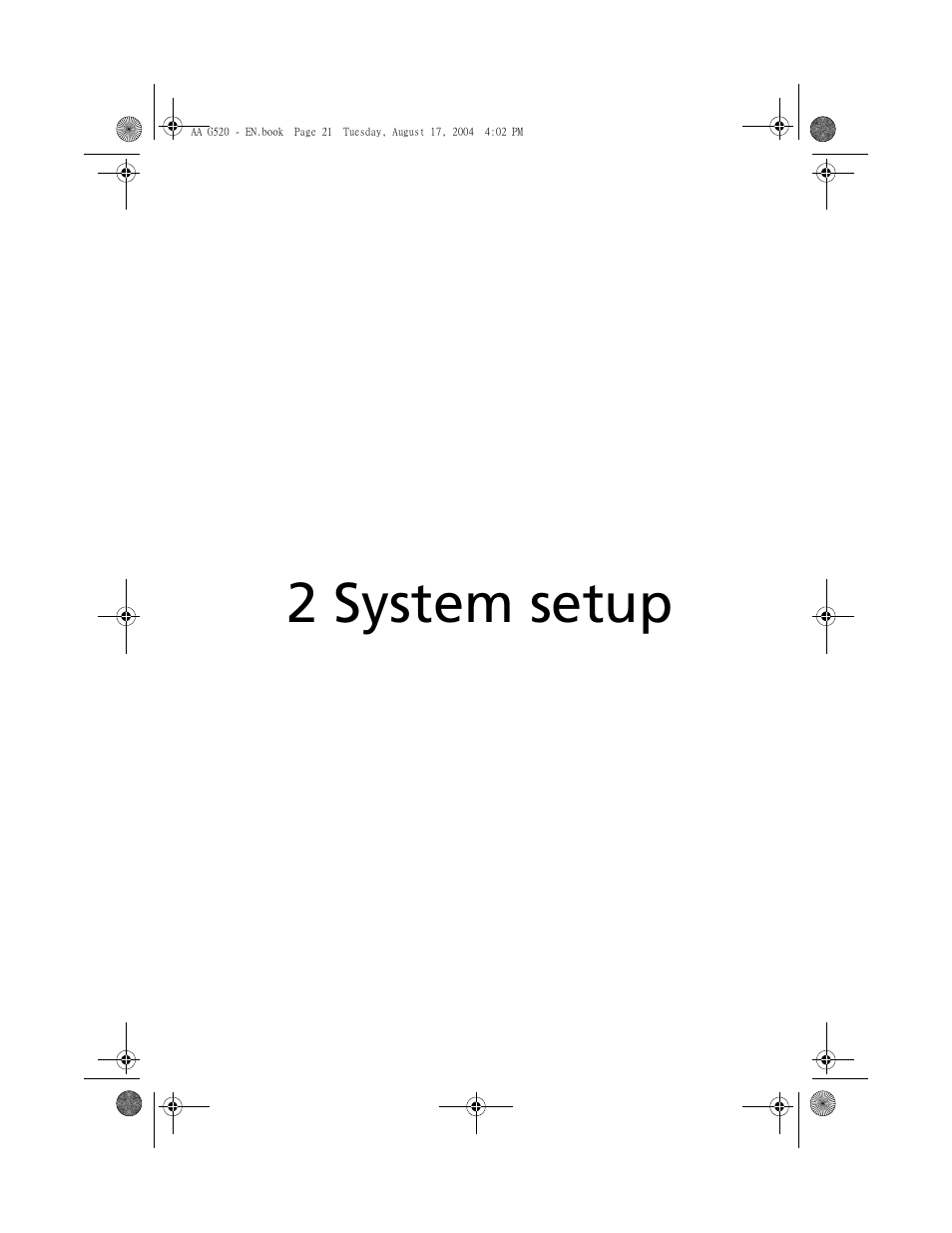 2 system setup | Acer Altos G520 User Manual | Page 31 / 186