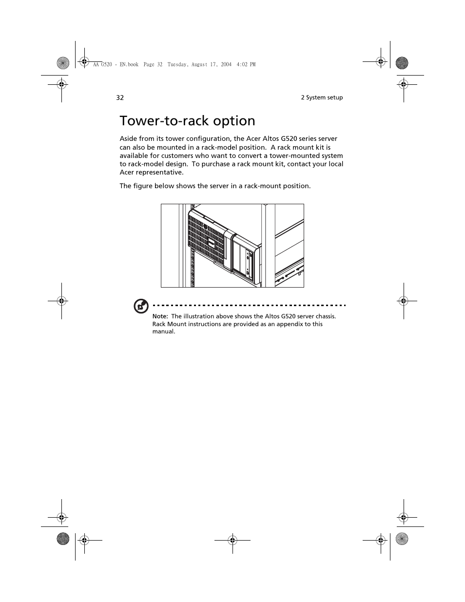 Tower-to-rack option | Acer Altos G520 User Manual | Page 42 / 186