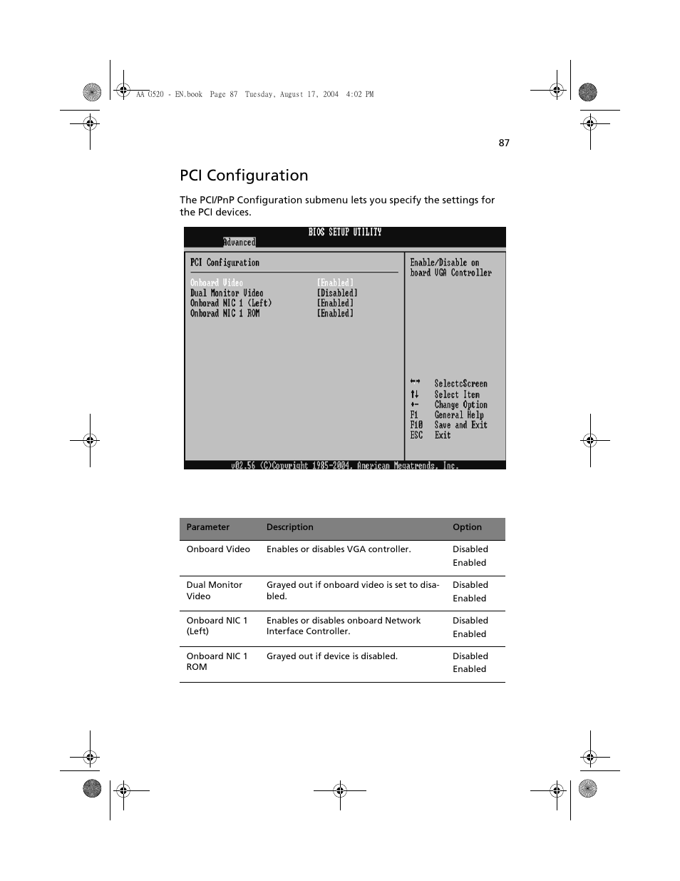 Pci configuration | Acer Altos G520 User Manual | Page 97 / 186