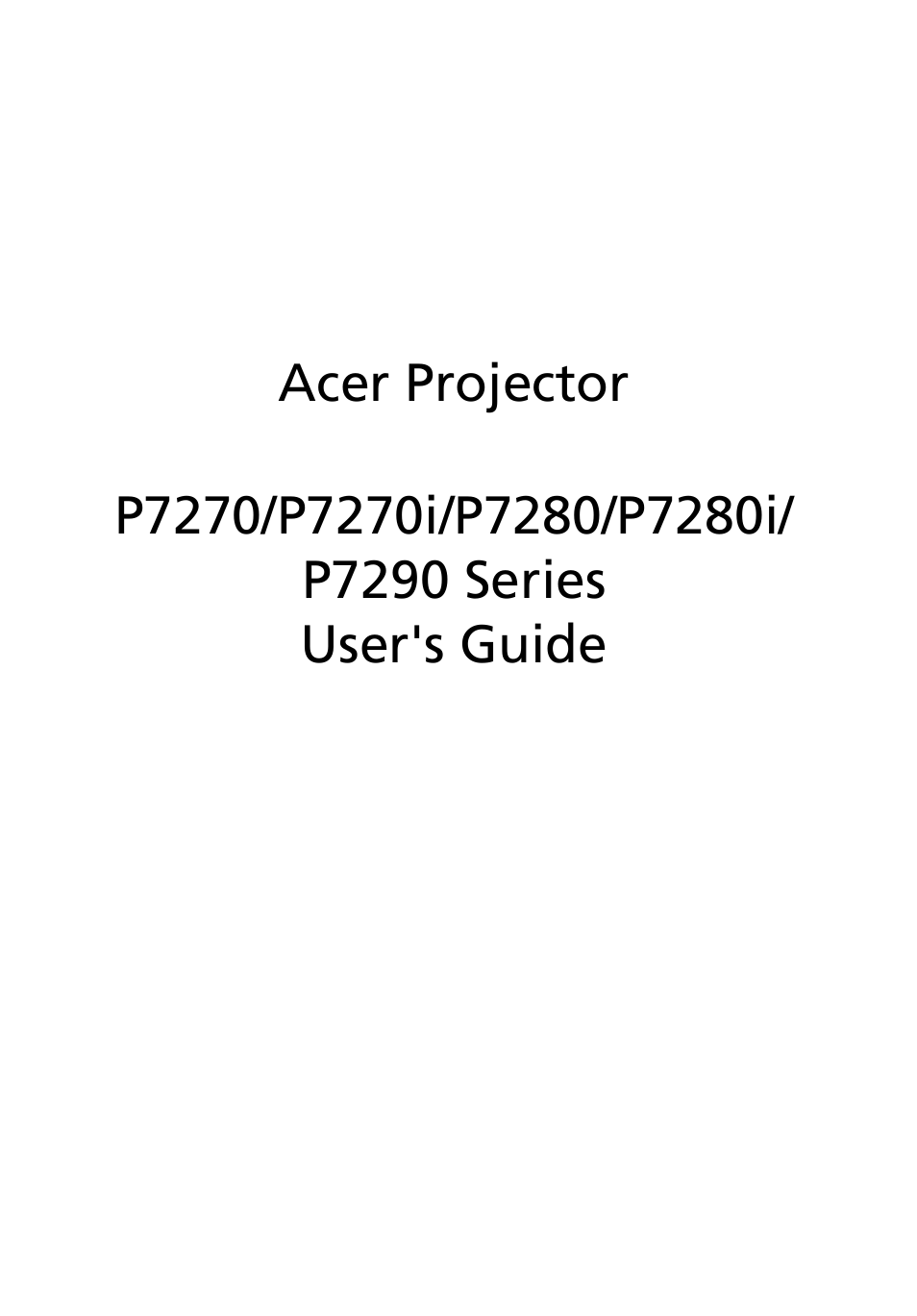 Acer P7290 User Manual | 62 pages