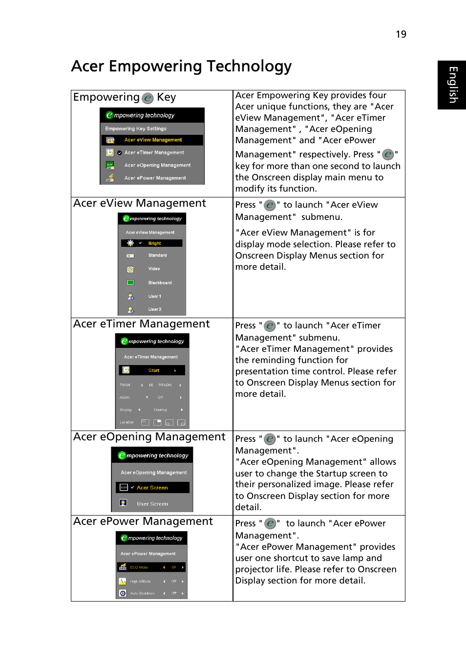 Acer empowering technology | Acer P7290 User Manual | Page 31 / 62