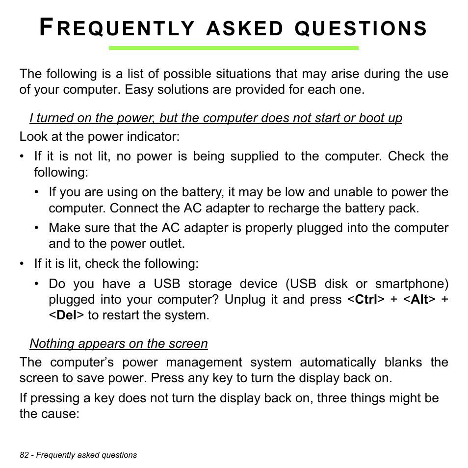 Frequently asked questions, Requently, Asked | Questions | Acer Aspire E1-731G User Manual | Page 83 / 103