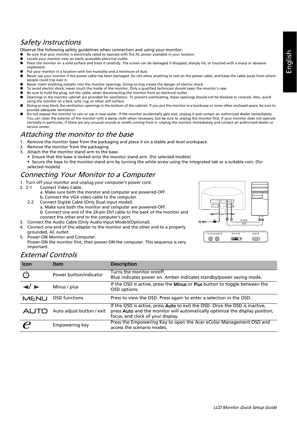 Acer G206HQL User Manual | 2 pages