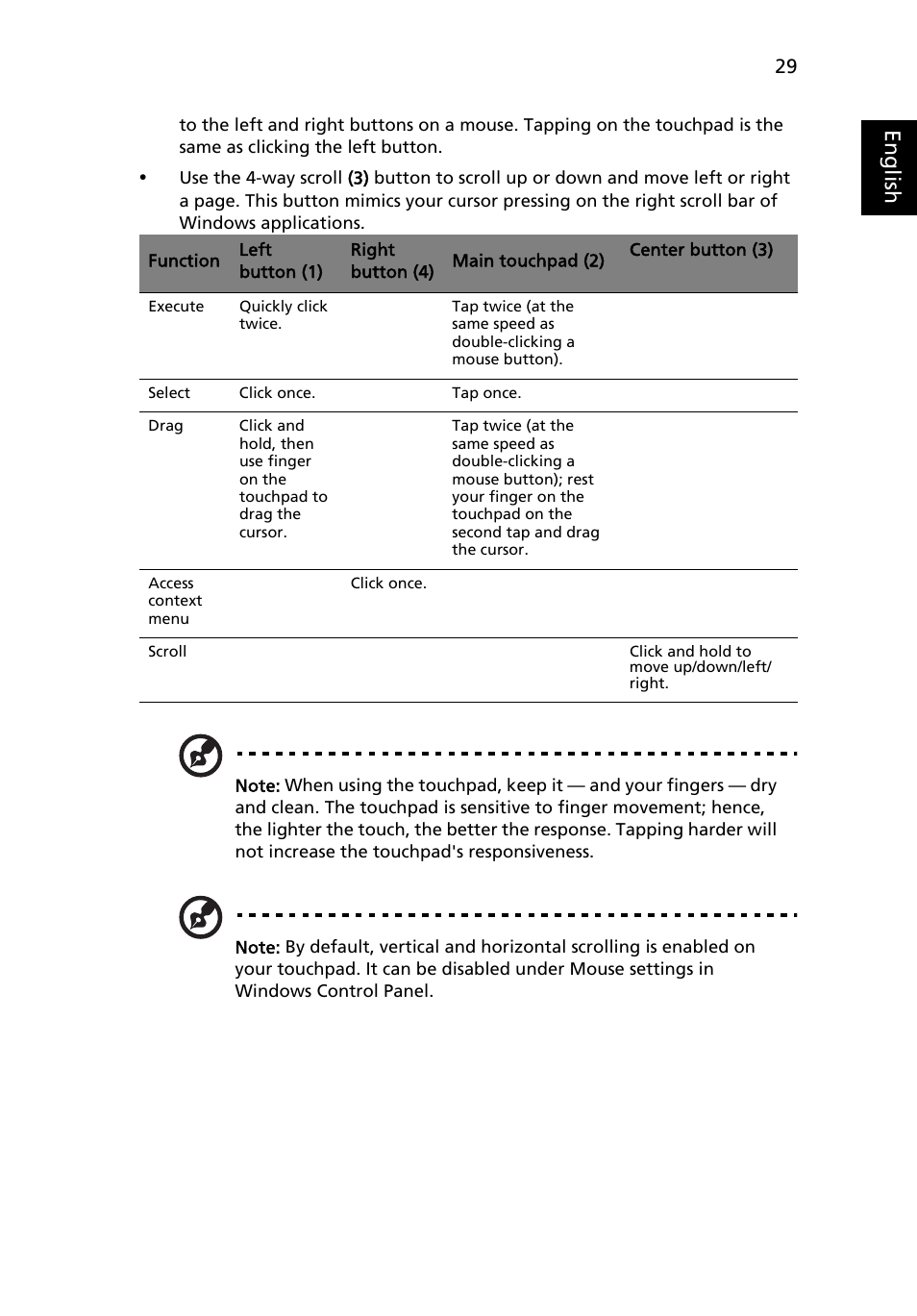 Eng lis h | Acer TravelMate 4520 User Manual | Page 49 / 98