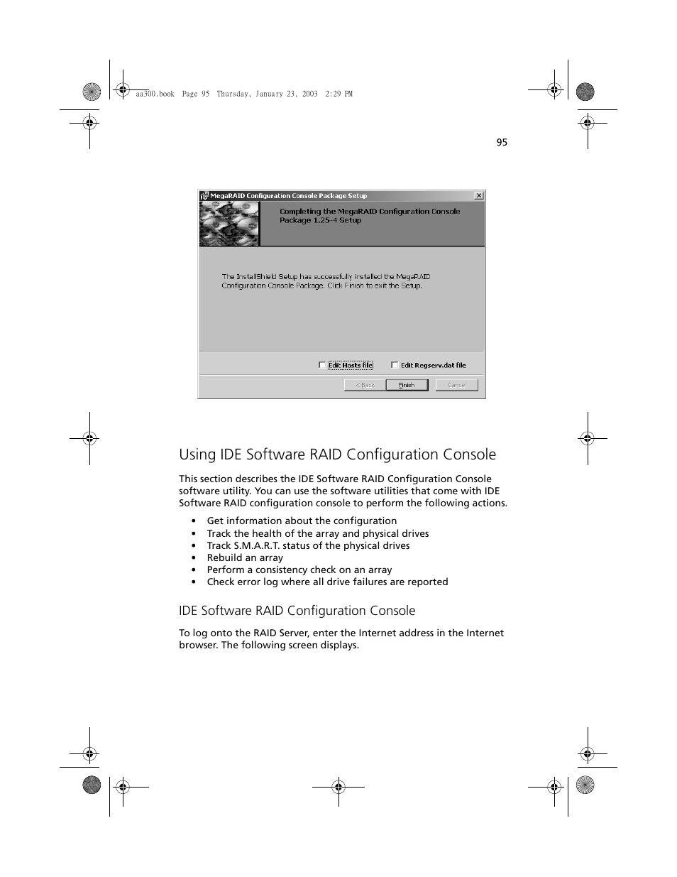 Using ide software raid configuration console, Ide software raid configuration console | Acer Altos G301 User Manual | Page 107 / 160