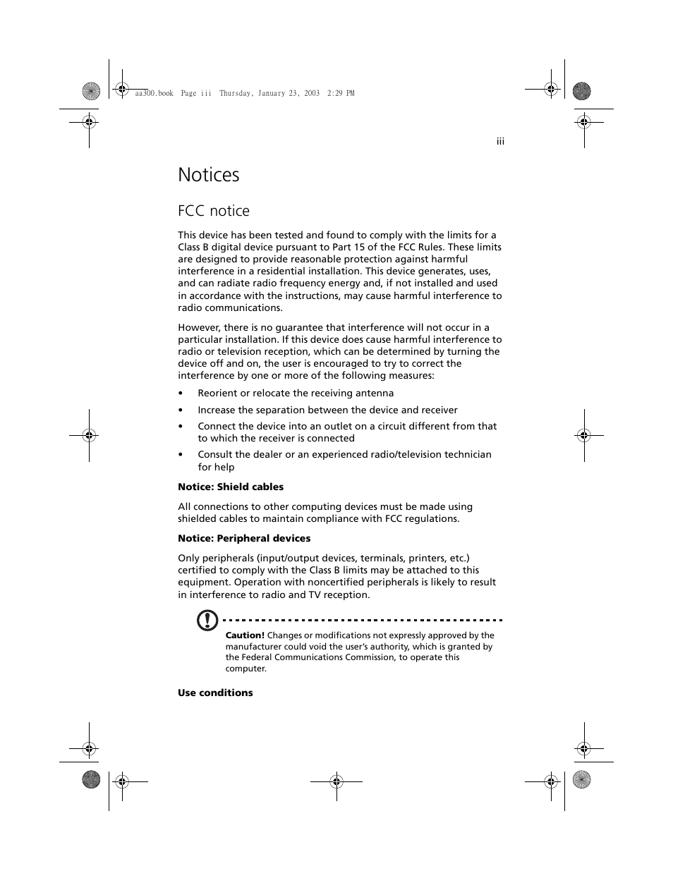 Notices, Fcc notice | Acer Altos G301 User Manual | Page 3 / 160