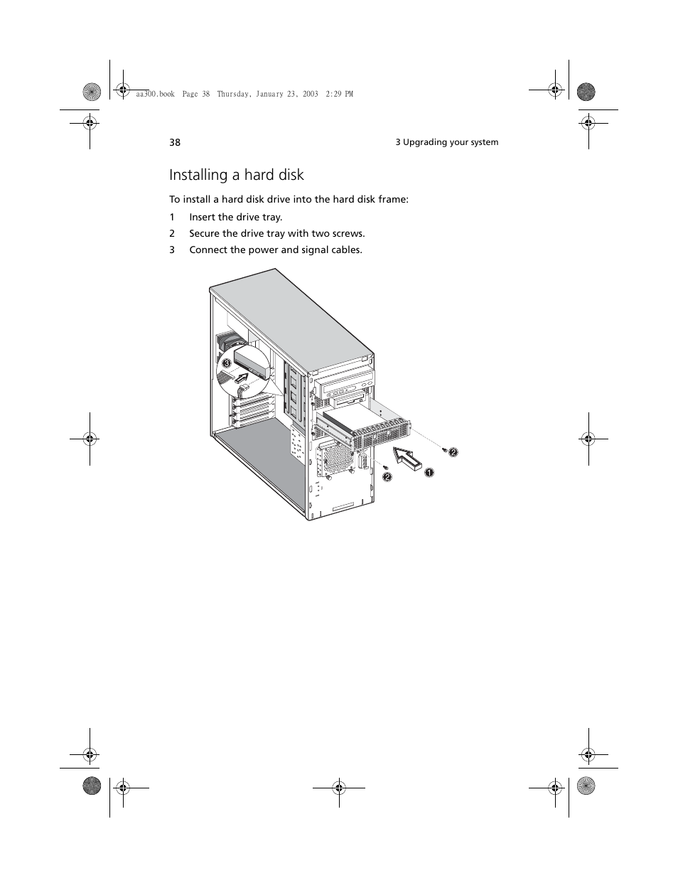 Installing a hard disk | Acer Altos G301 User Manual | Page 50 / 160