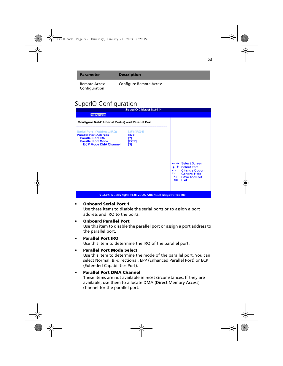 Superio configuration | Acer Altos G301 User Manual | Page 65 / 160