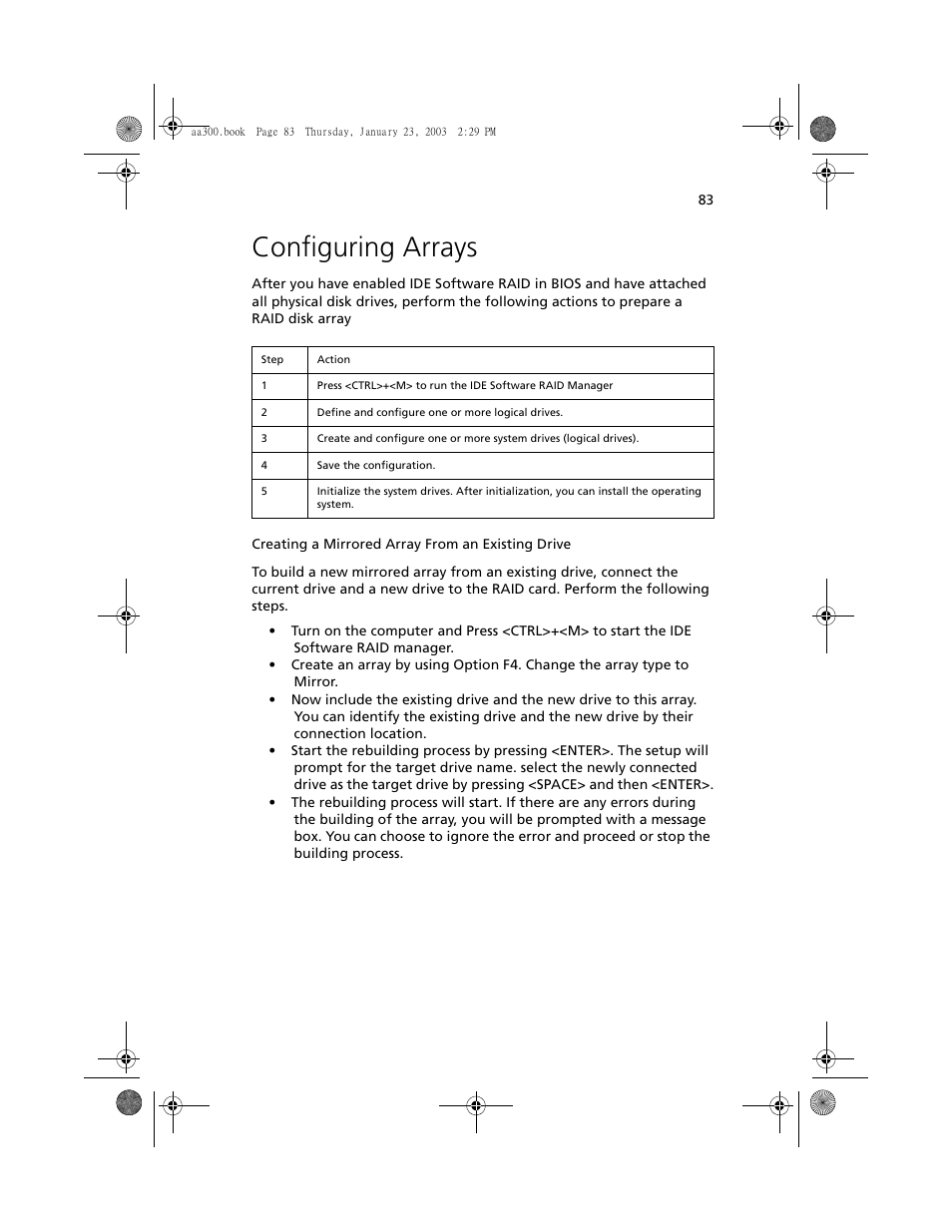 Configuring arrays | Acer Altos G301 User Manual | Page 95 / 160