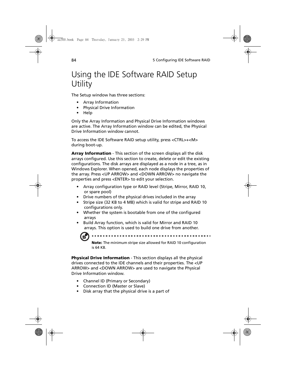 Using the ide software raid setup utility | Acer Altos G301 User Manual | Page 96 / 160