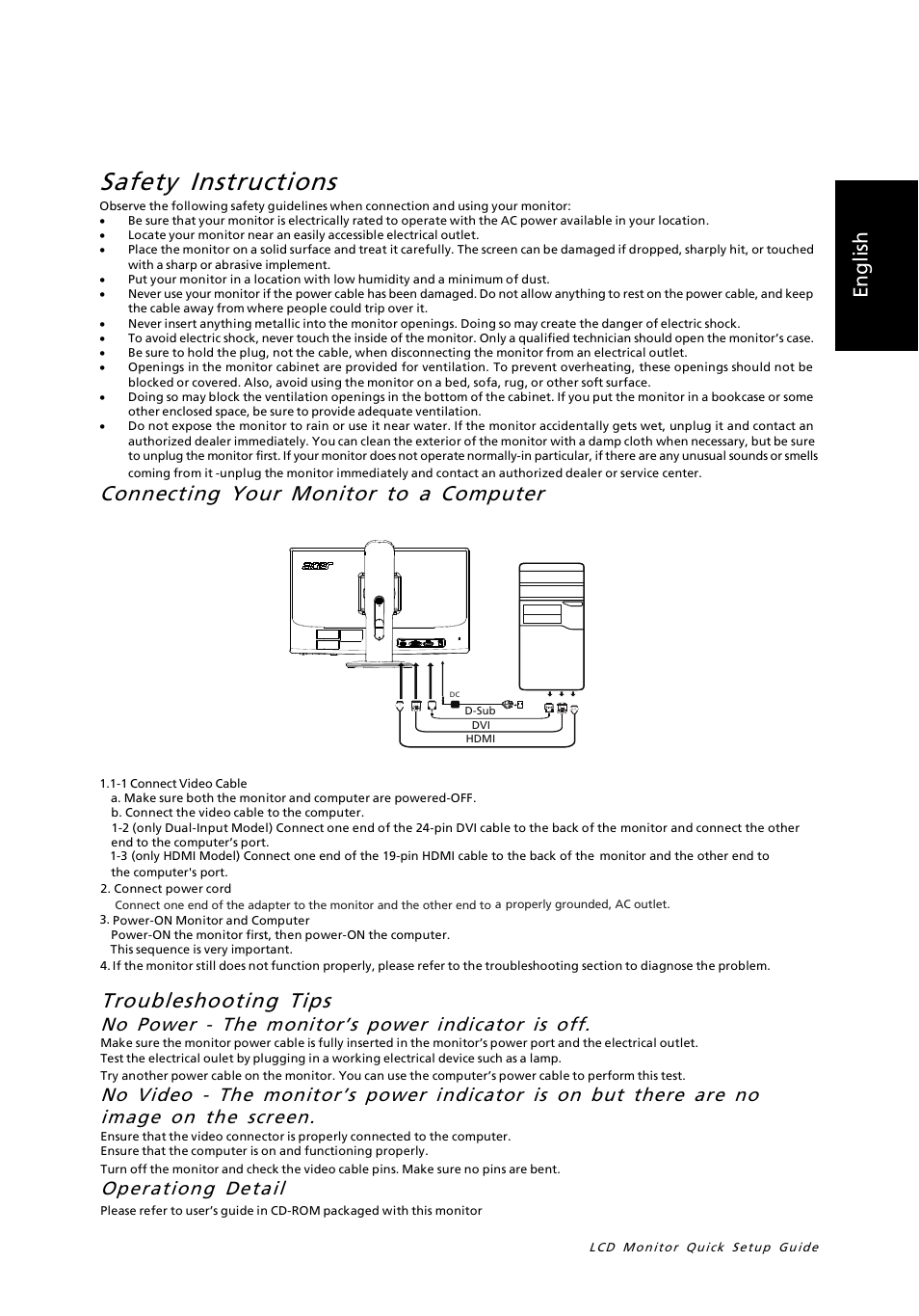 Acer B235HL User Manual | 3 pages