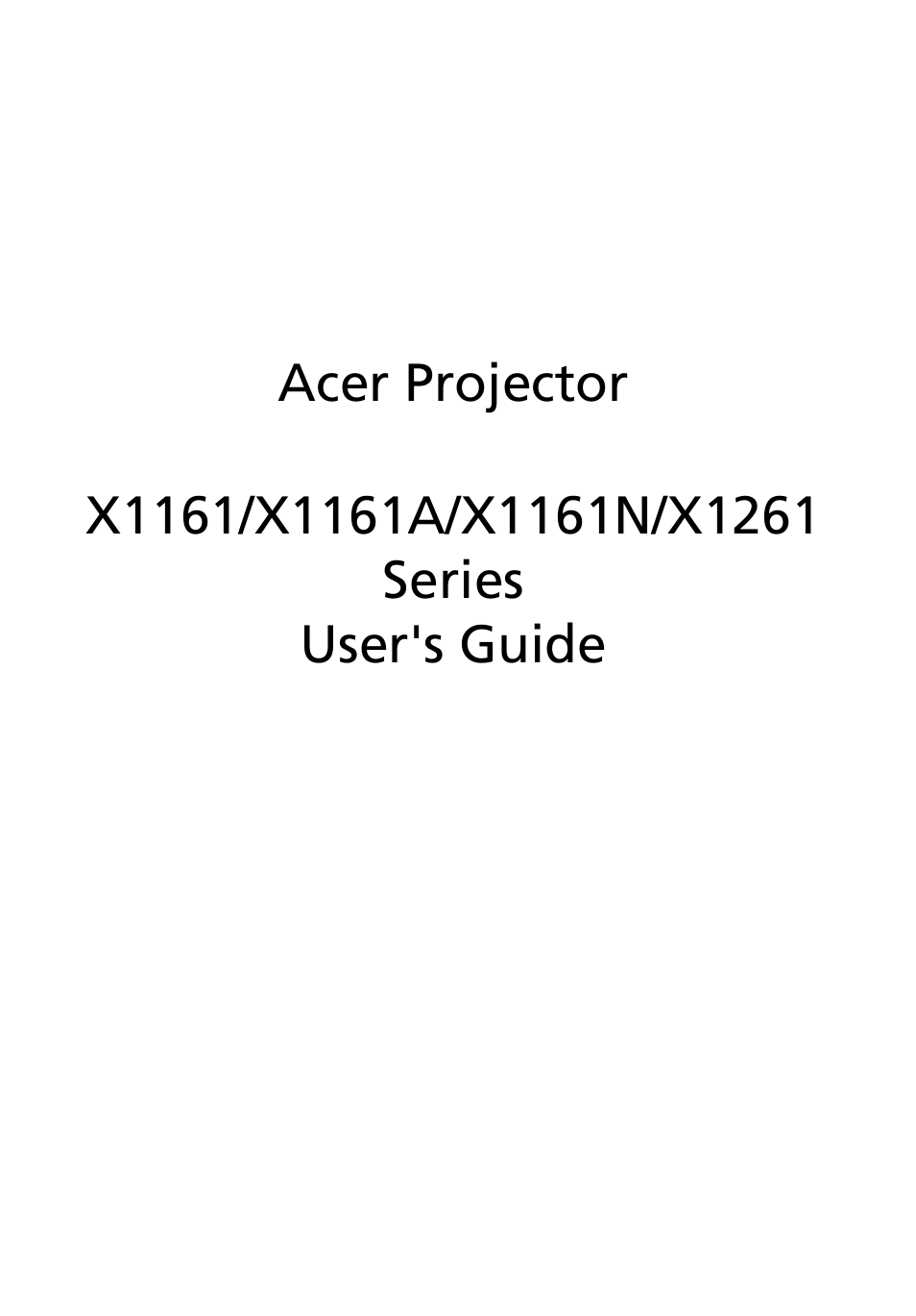 Acer X1261 User Manual | 54 pages