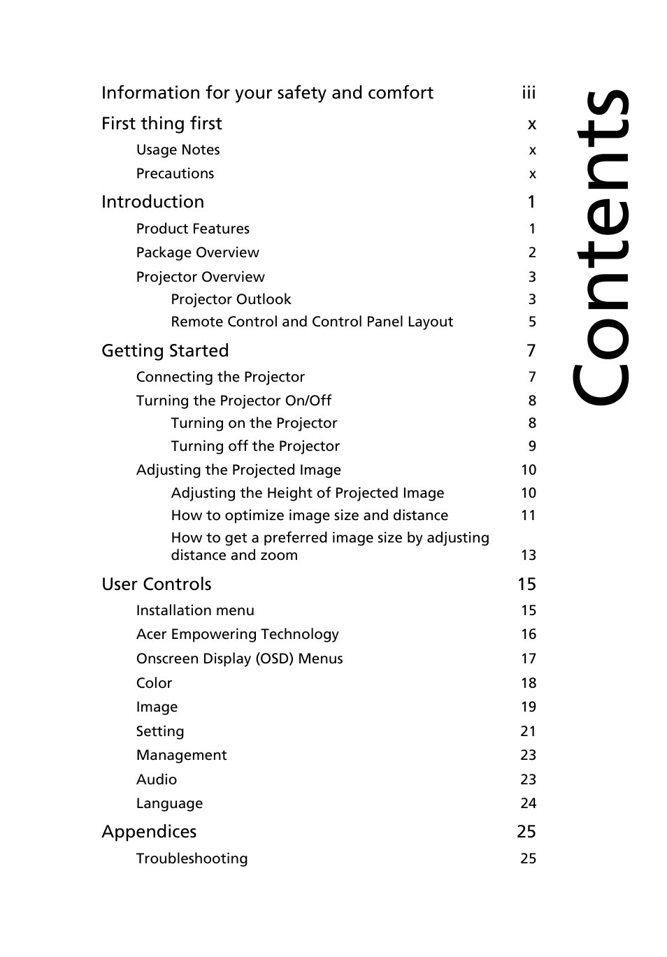 Acer X1261 User Manual | Page 11 / 54