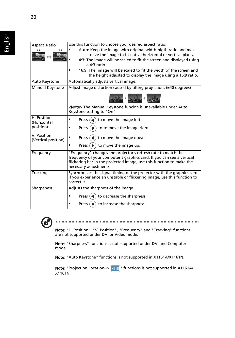 English | Acer X1261 User Manual | Page 32 / 54