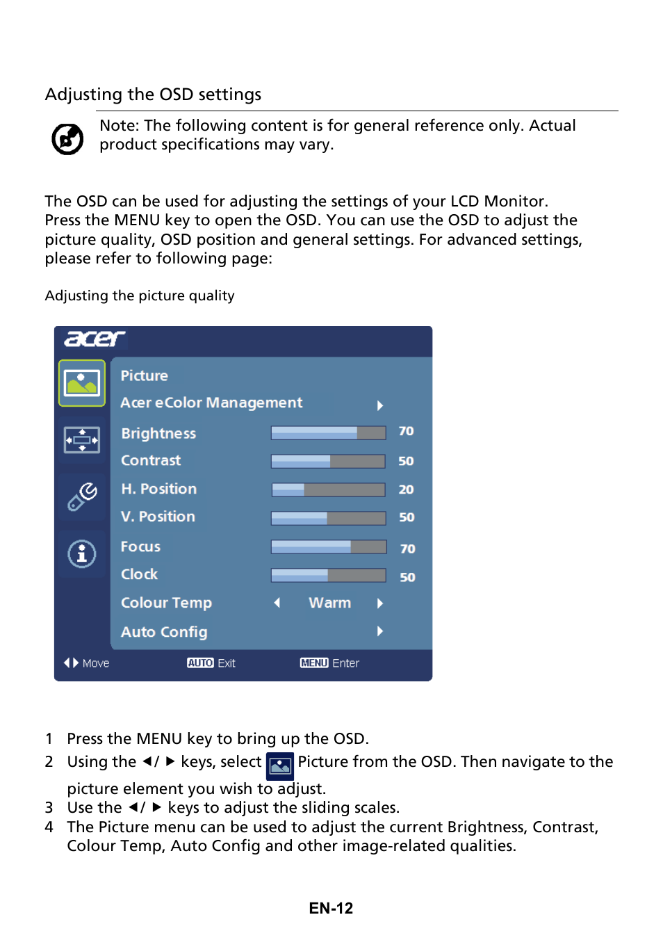 Acer G246HL User Manual | Page 21 / 29