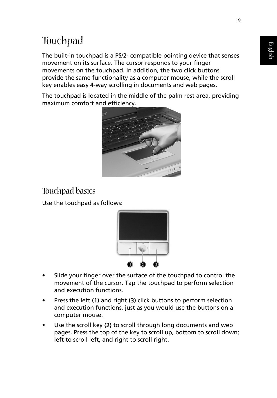 Touchpad, Touchpad basics | Acer Aspire 1670 User Manual | Page 29 / 118