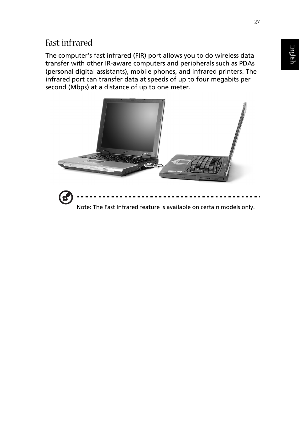 Fast infrared | Acer Aspire 1670 User Manual | Page 37 / 118