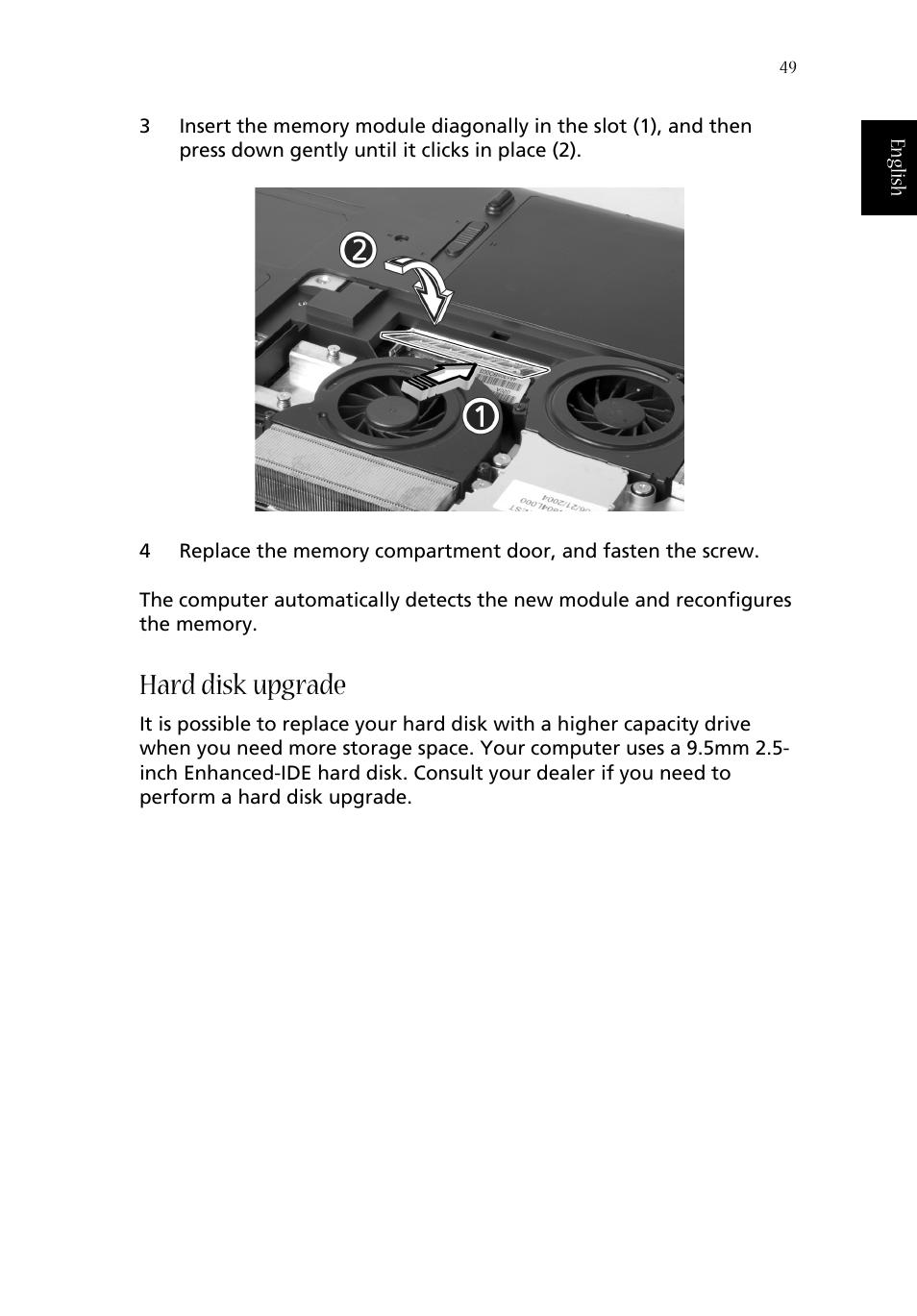 Hard disk upgrade | Acer Aspire 1670 User Manual | Page 59 / 118