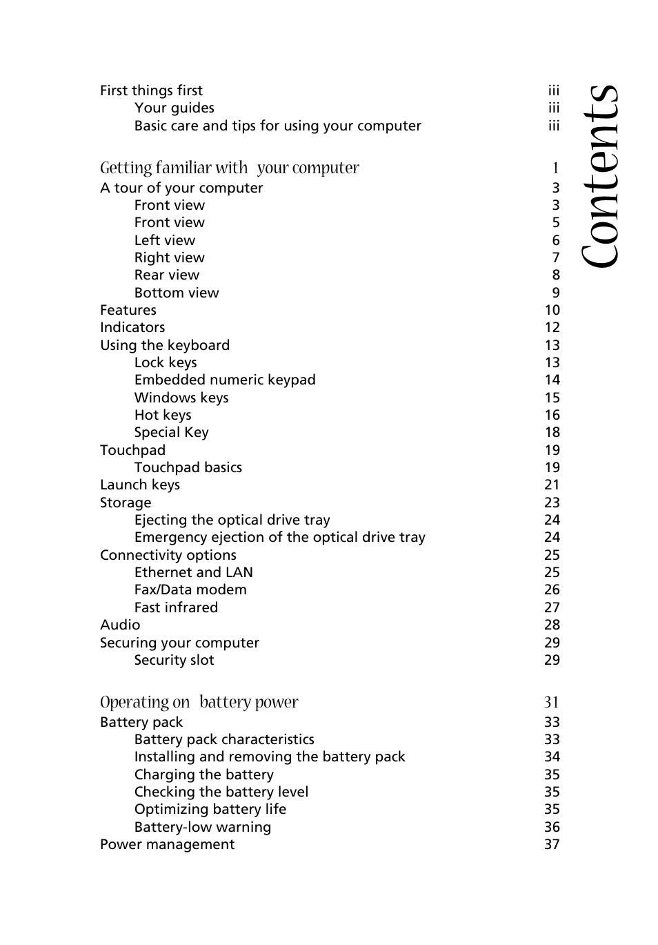 Acer Aspire 1670 User Manual | Page 7 / 118