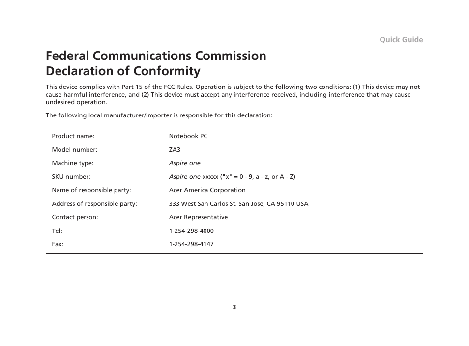 Acer AO751h User Manual | Page 3 / 12