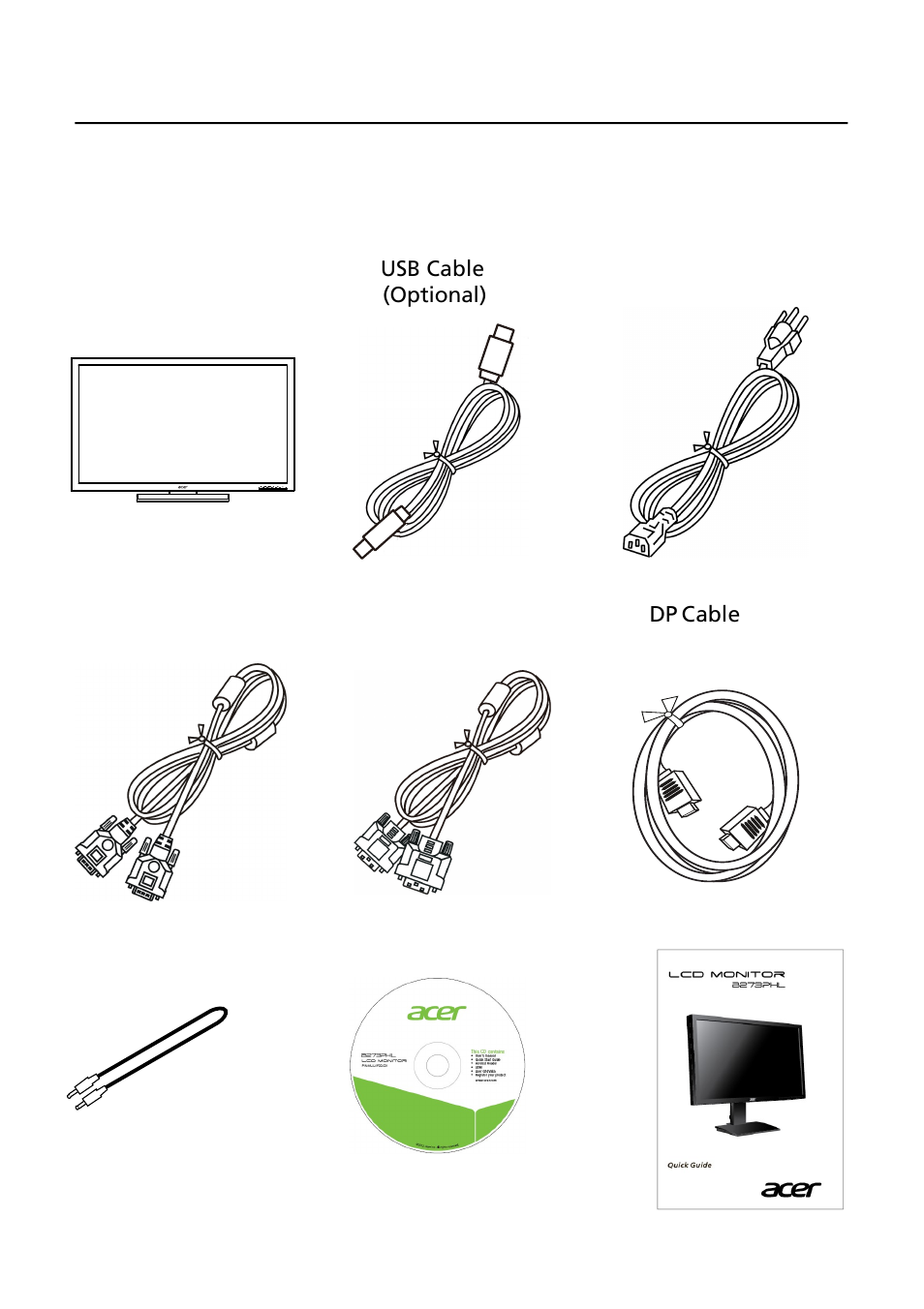 Unpacking | Acer B273PHL User Manual | Page 6 / 24