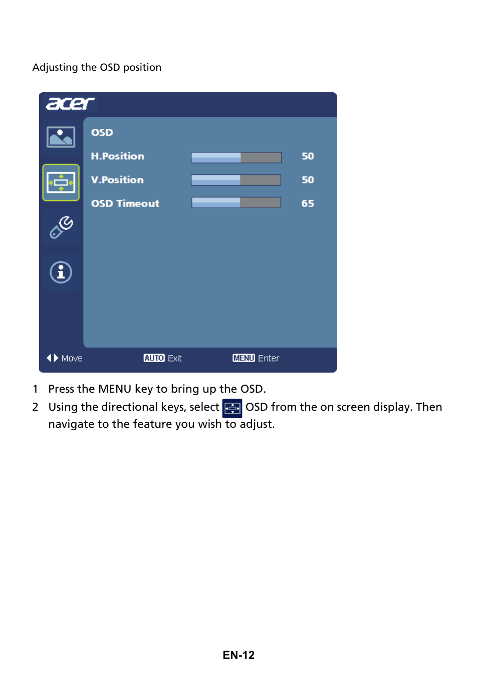 Acer G276HL User Manual | Page 21 / 28